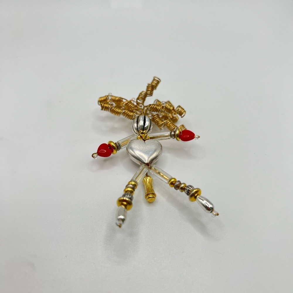 Vintage Moonbabies Handmade Beaded Wire Angel Stick Pin Brooch